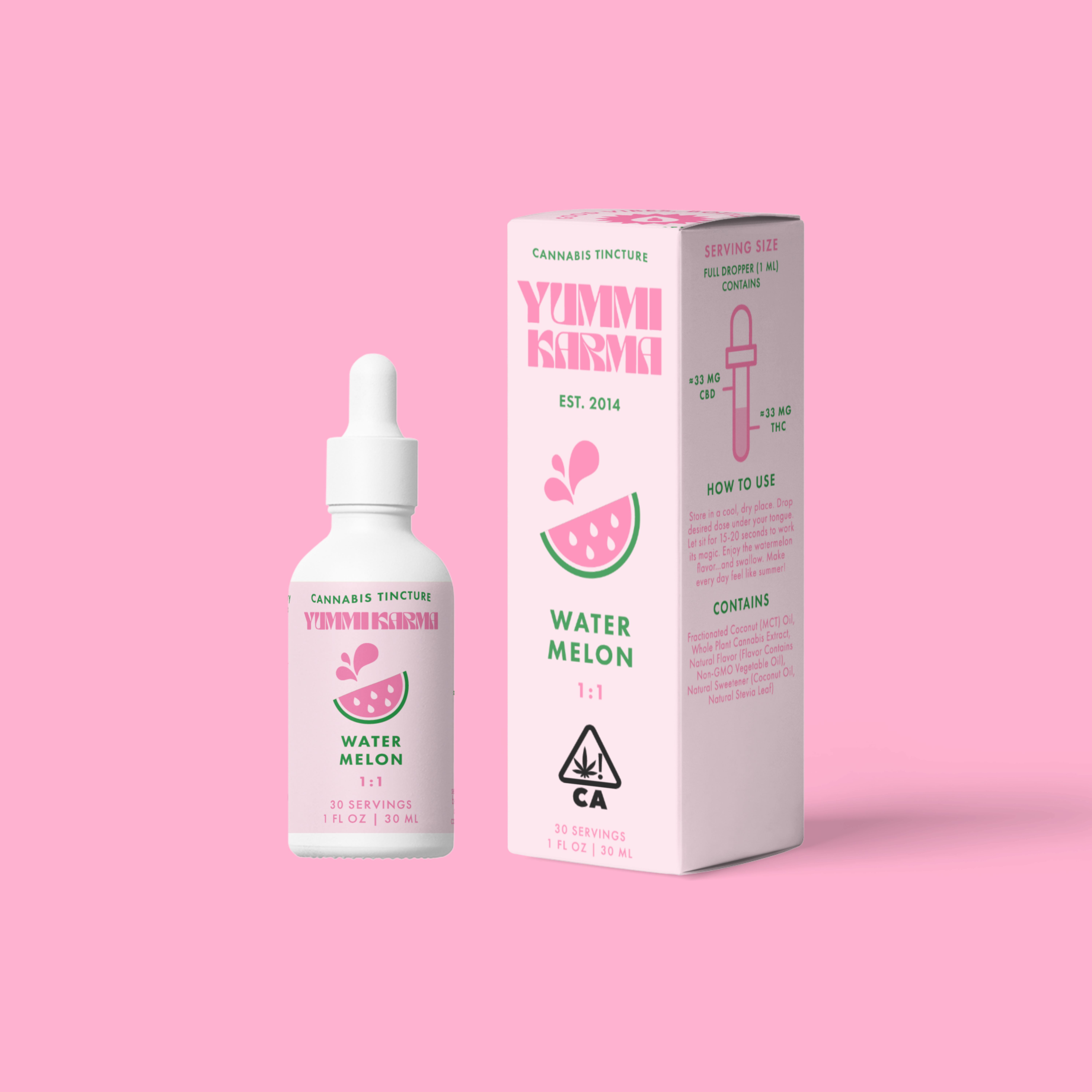 Photograph of product: (SALE) Yummi Karma - Watermelon 1:1 Drops (CBD/TH-oui)