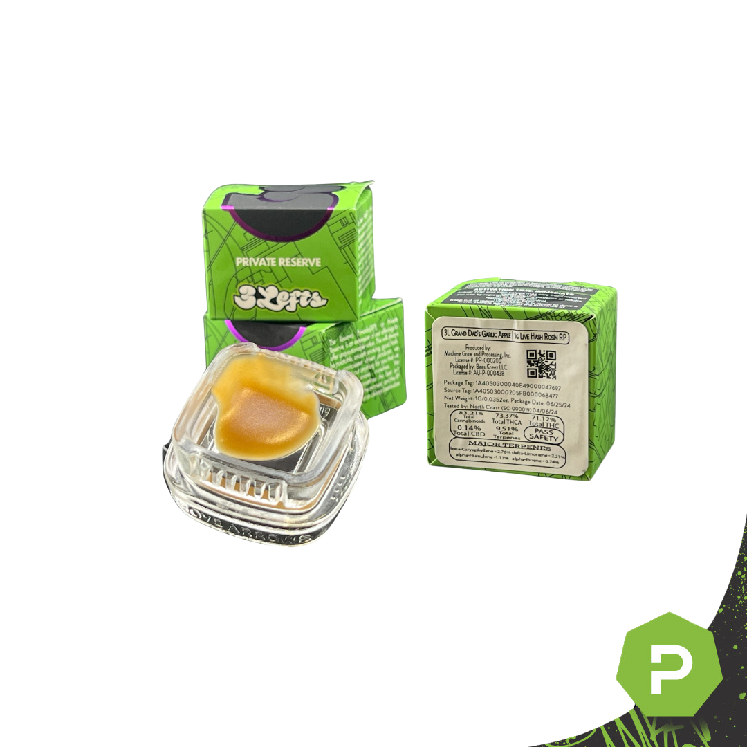 Photograph of product: 3Lefts Live Rosin | Grand Dad's Garlic Apple