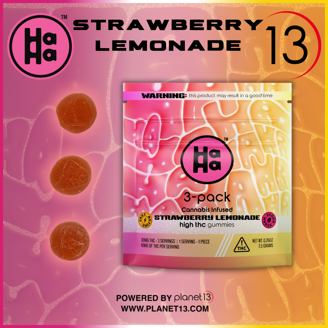 Photograph of product: HaHa Strawberry Lover Lemonade 30mg 3pk Gummies