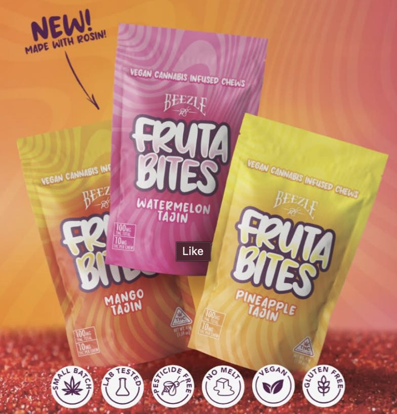 Photograph of product: Beezle 10mg Mango Tajin Solventless Rosin Fruta Bites - 100mg