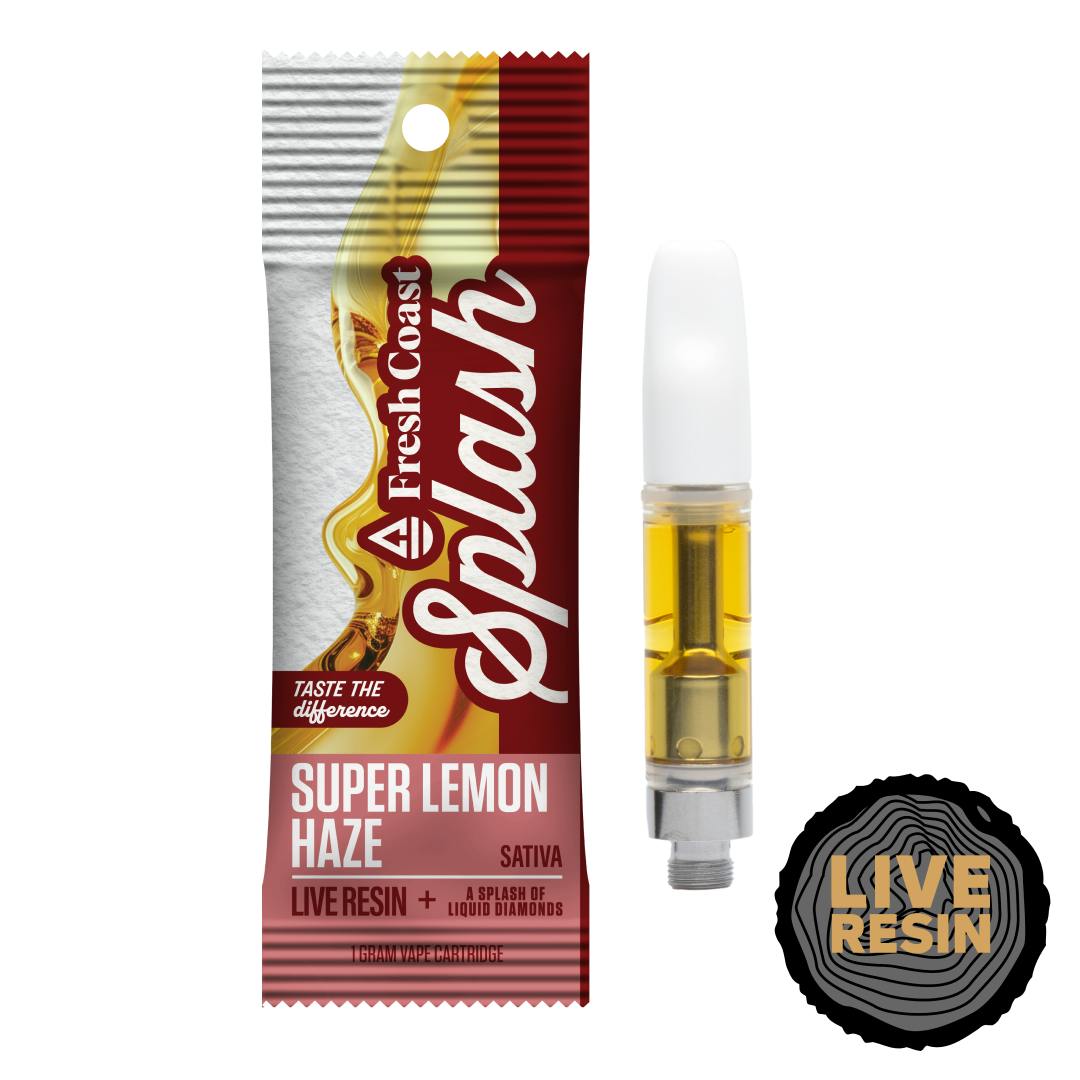 Photograph of product: Fresh Coast Splash Super Lemon Haze Live Resin Cartridge Rec