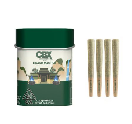 Photograph of product: CBX 4pk Prerolls 2g Grand Master