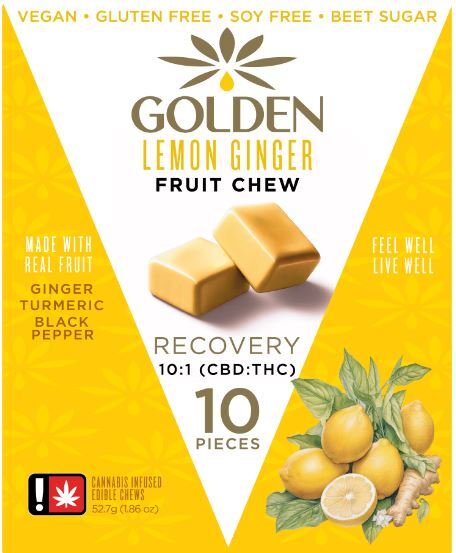 Photograph of product: Golden Fruit Chew | 10pk Lemon Ginger - 10:1 CBD/TH-oui