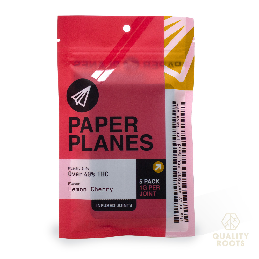 Photograph of product: Paper Planes - Lemon Cherry Infused Pre-Rolls 5pk 5g