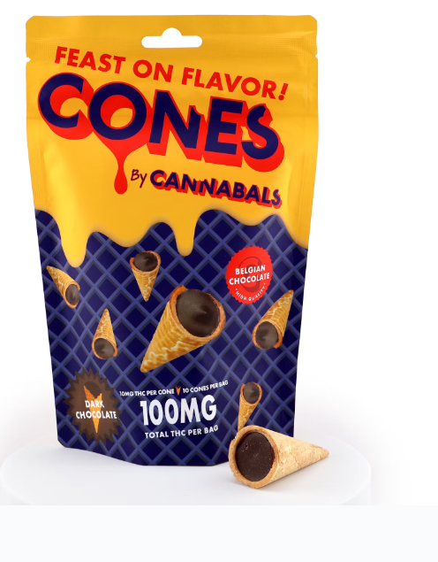 Photograph of product: Cannabals | Chocolate Cones 100mg | Dark Chocolate