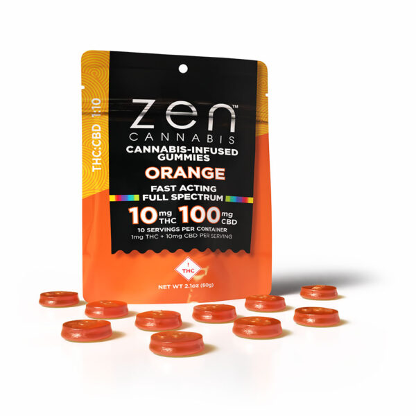Photograph of product: Orange Gummies 1:10 - 1mg TH-oui 10mg CBD
