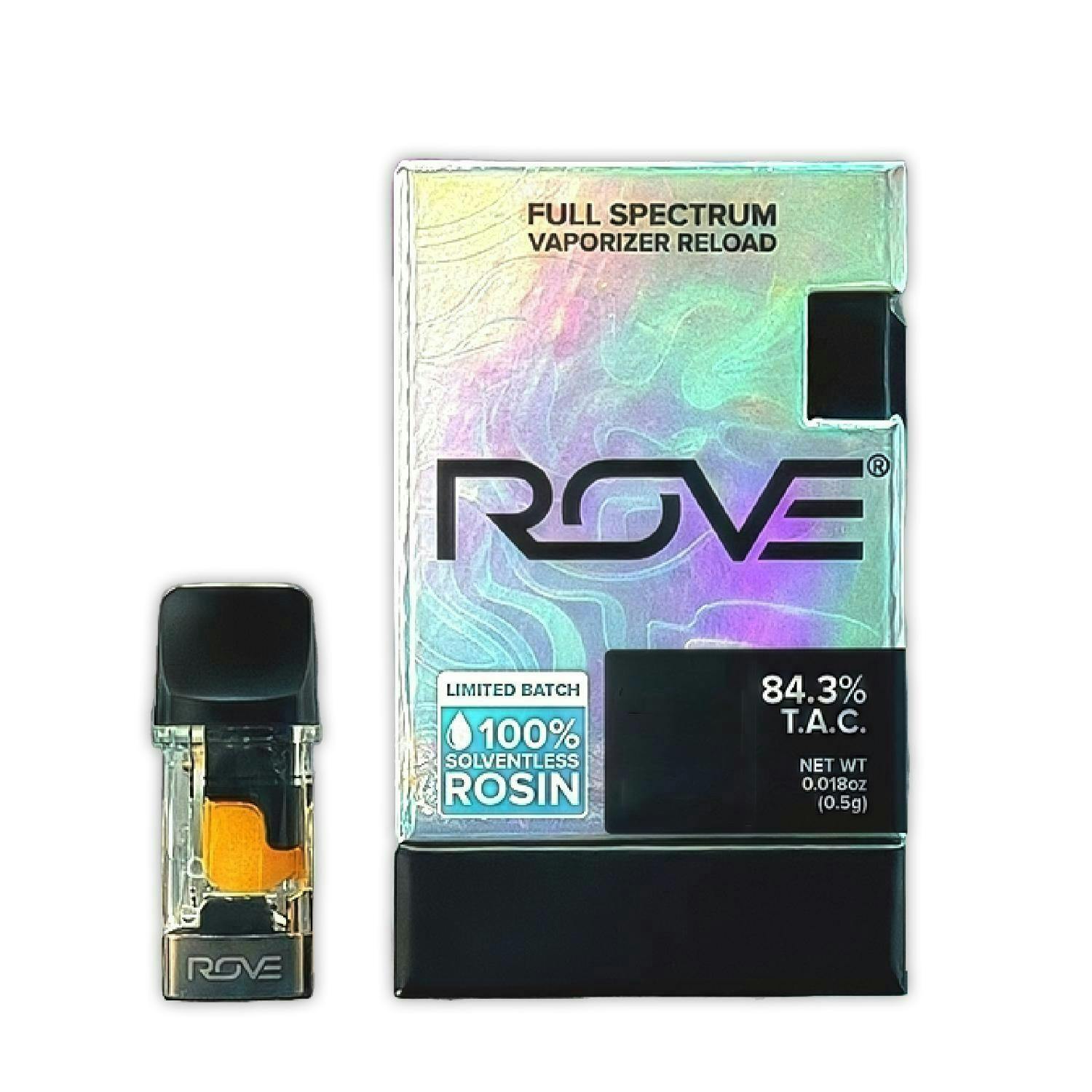 Photograph of product: SFV OG Kush (Solventless Ice au chocolat Live Rosin) | Reload Pod | Rove | 0.5g