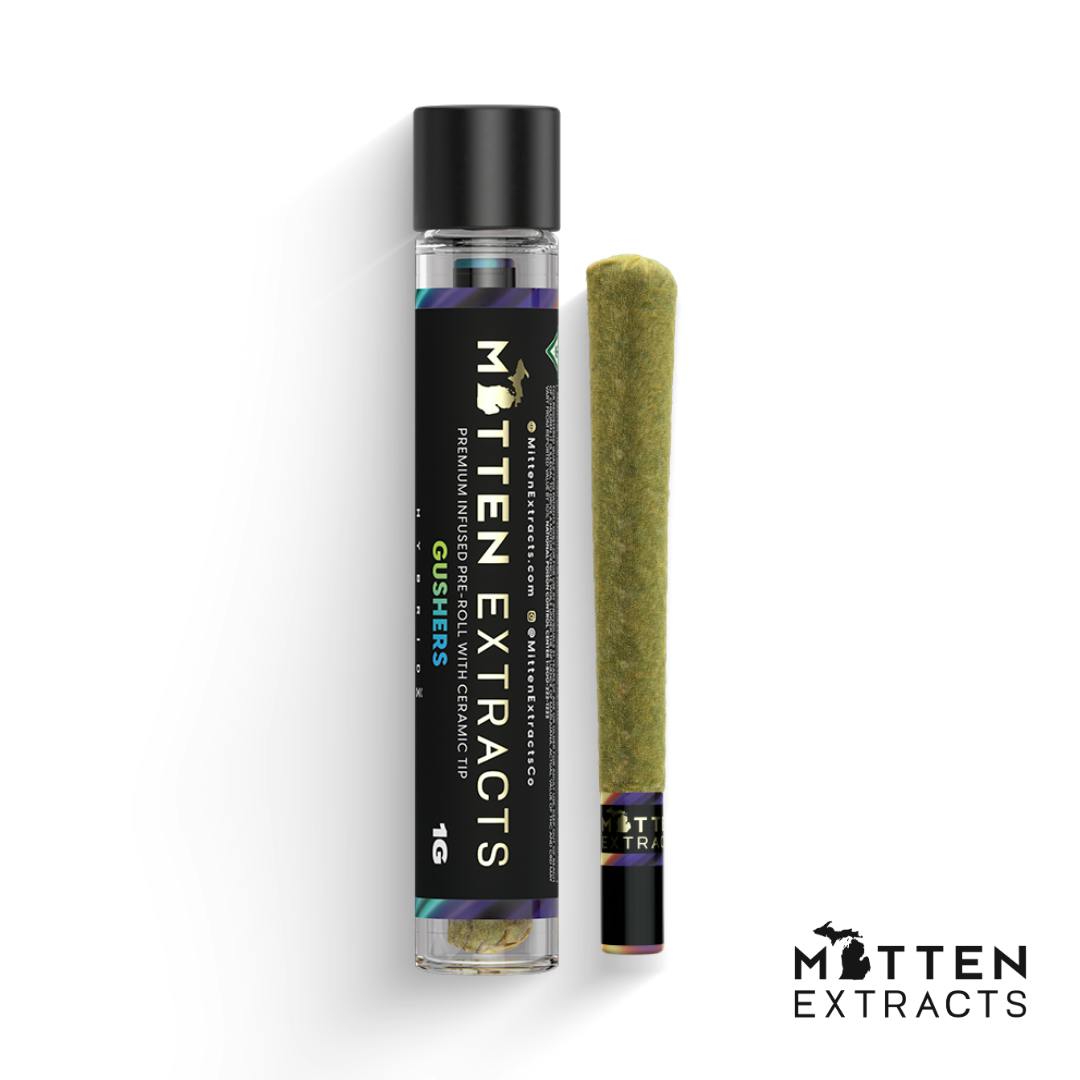 Photograph of product: Mitten Extracts | Gushers Infused Pre-Roll