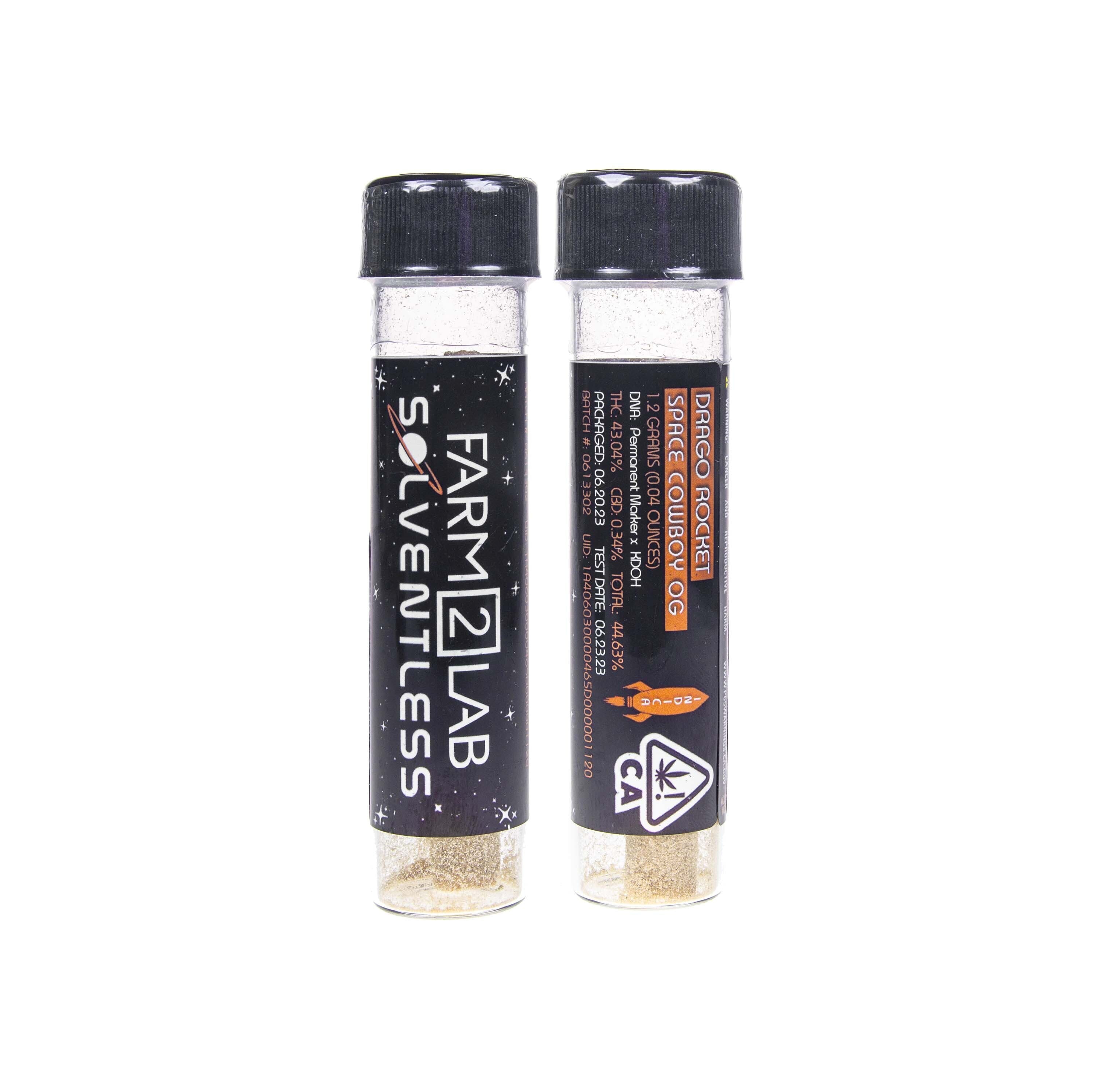 Photograph of product: Farm 2 Lab | Drago Rocket Space Cowboy OG Solventless Infused Pre-roll (1.2g)