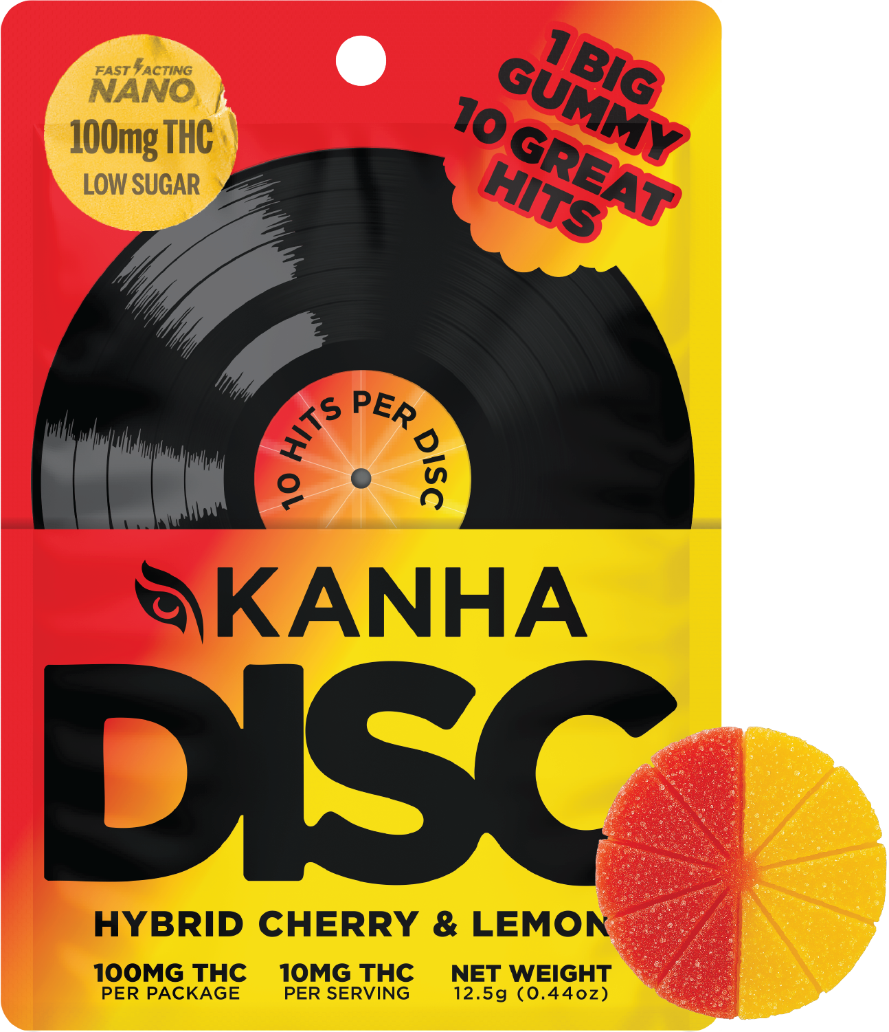 Photograph of product: Gummy Single  Cherry & Lemon NANO | 100mg