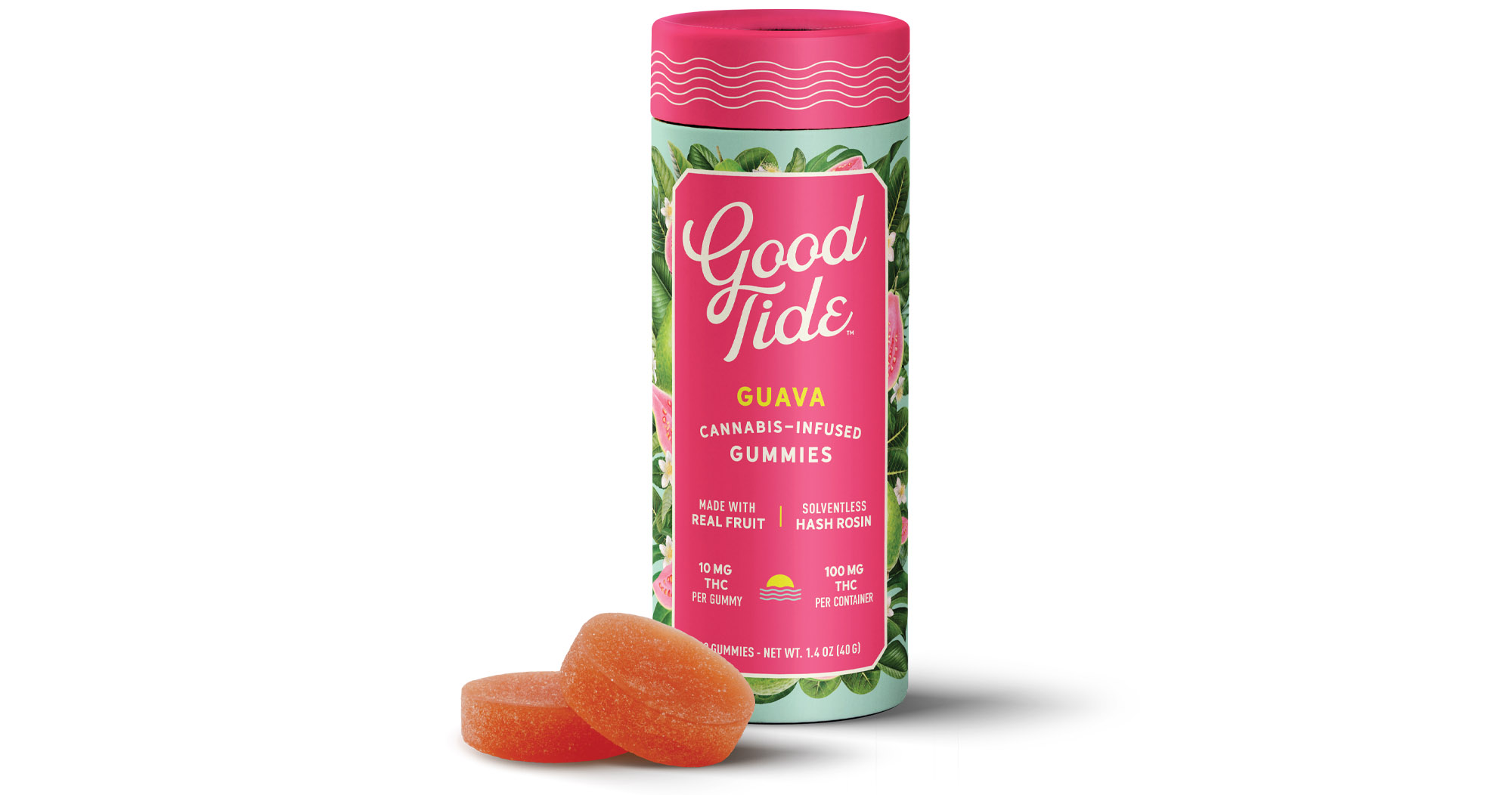 Photograph of product: GOOD TIDE - GUAVA SOLVENTLESS HASH ROSIN GUMMIES | BALANCED 40G