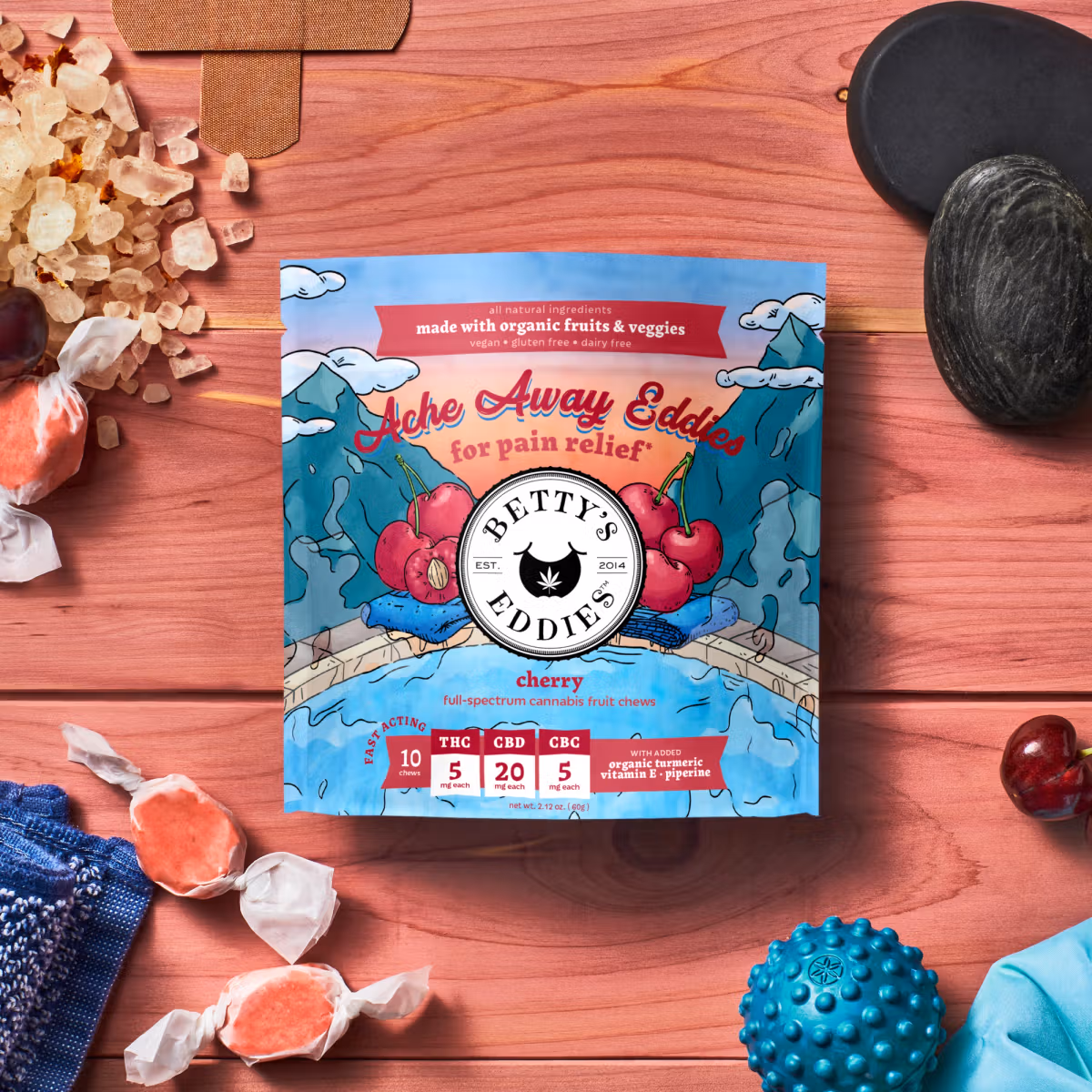 Photograph of product: Ache Away Cherry Fruit Chews 50mg