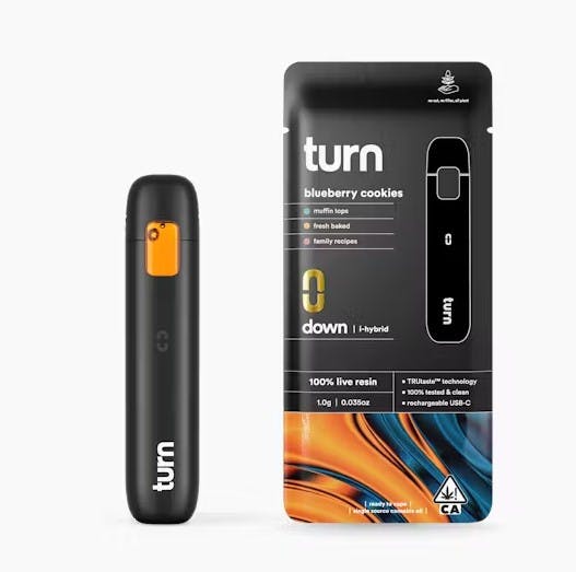 Photograph of product: Turn - AIO Blueberry Cookies Live Resin Disposable 1g - Turn - AIO Blueberry Cookies Live Resin Disposable 1g