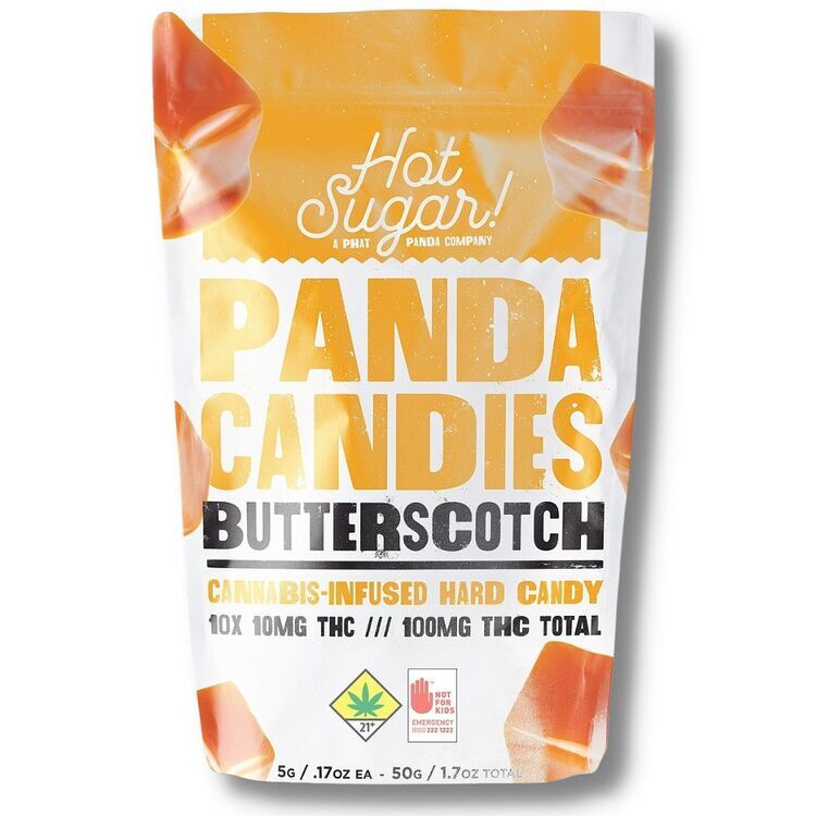 Photograph of product: Butterscotch Panda Candies 10pk/100mg Infused Hard Candy Solid Edibles 1.23oz (Hot Sugar)