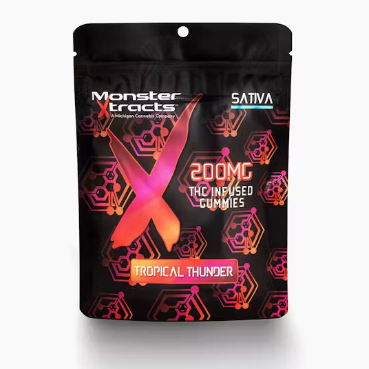 Photograph of product: MONSTER X TROPICAL THUNDER GUMMIES 200MG