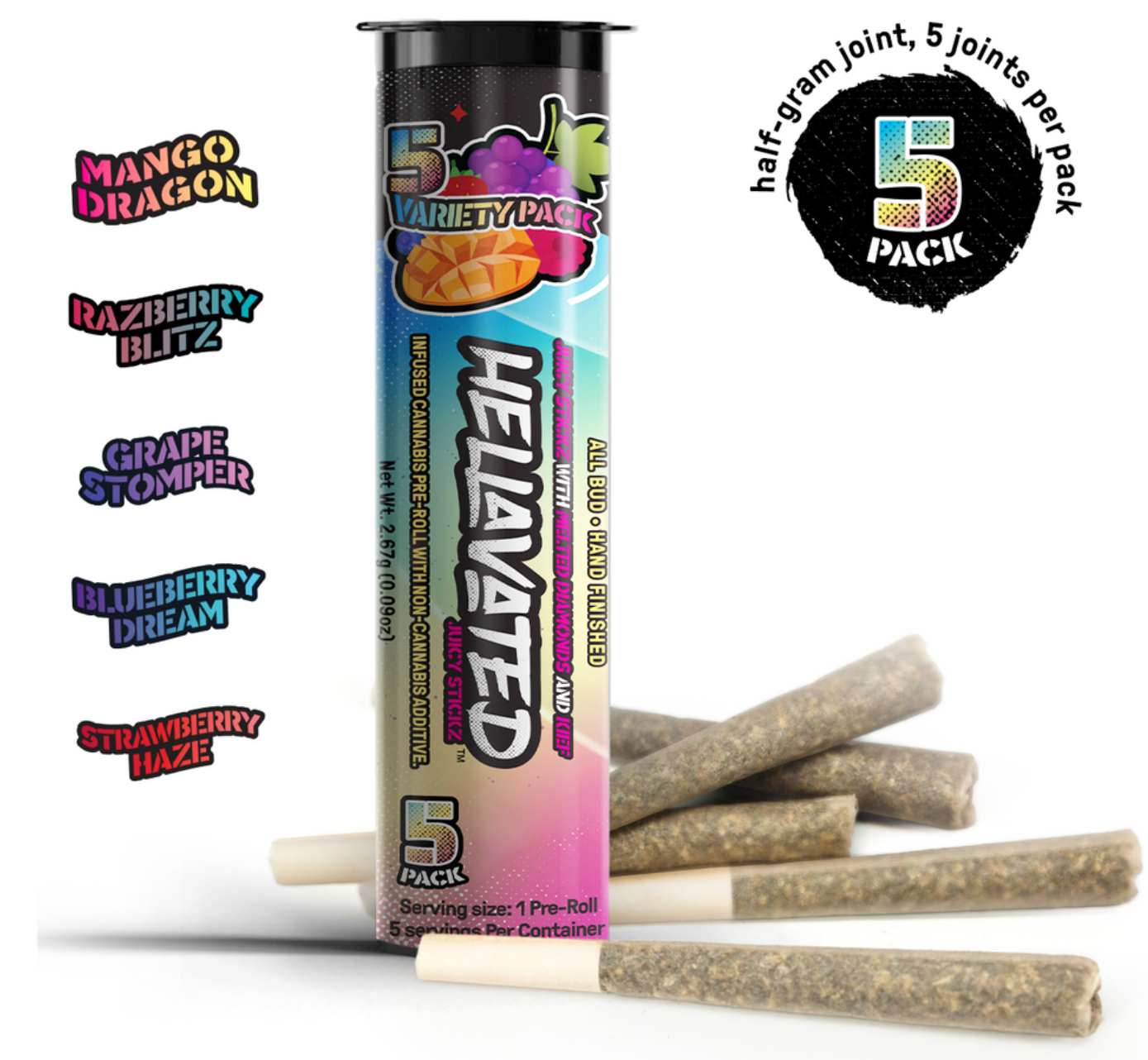 Photograph of product: Hellavated x 5 Juicy Stickz | Variety Pack