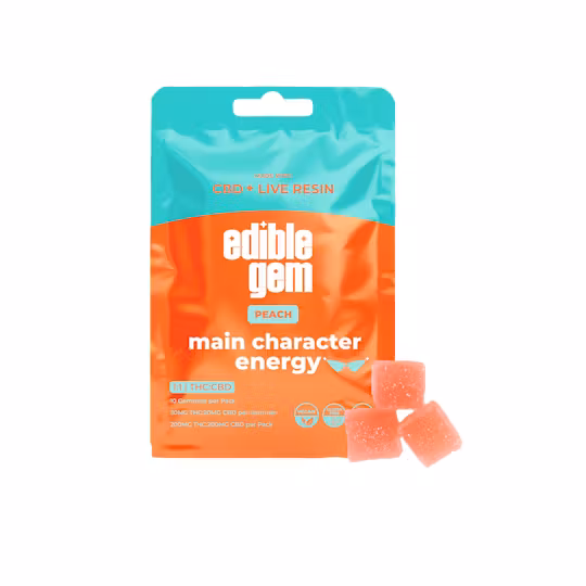 Photograph of product: Edible Gem 200MG Gummies Main Character Energy 1:1 Peach