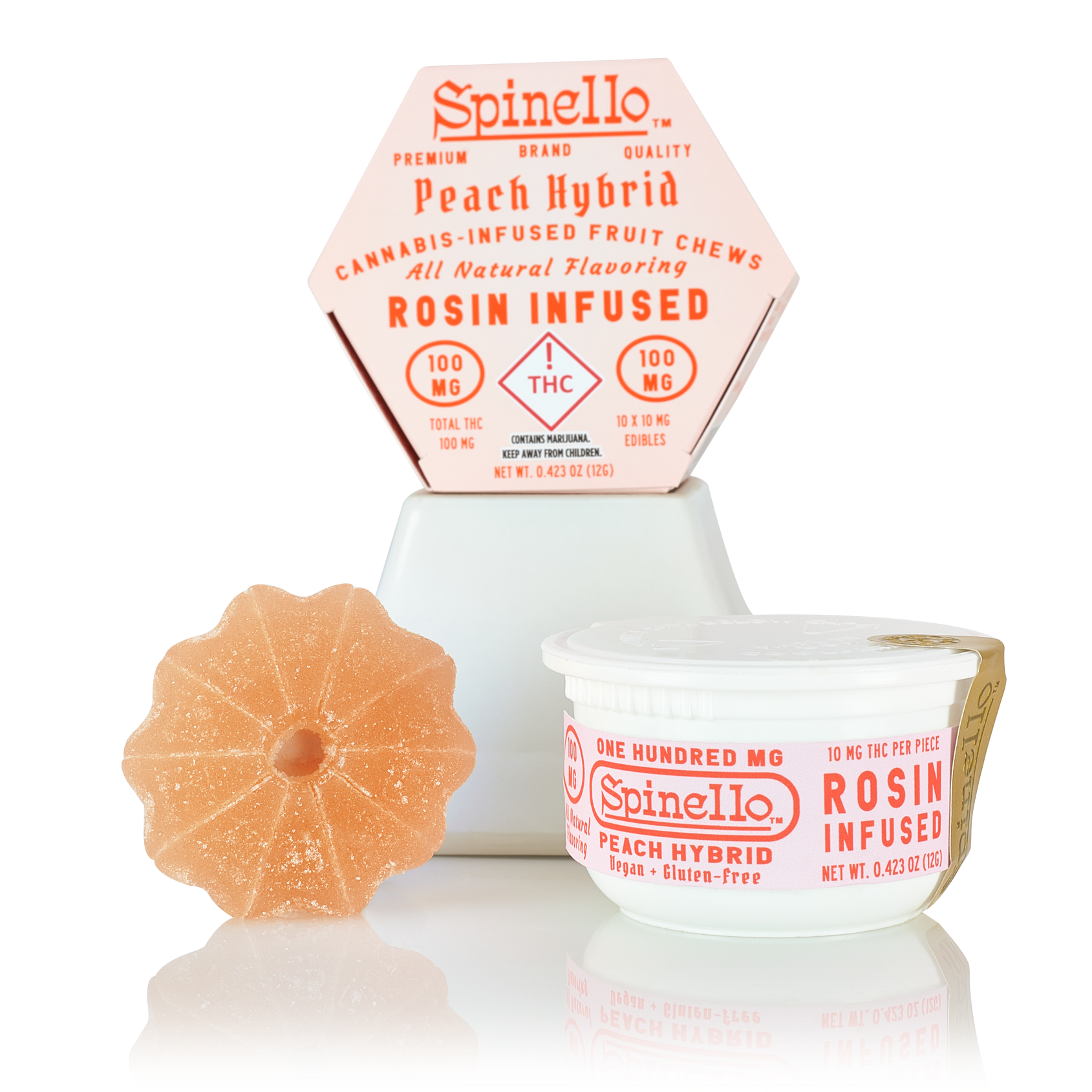 Photograph of Product: Peach (H) - 100mg Rosin Gummies - Spinello