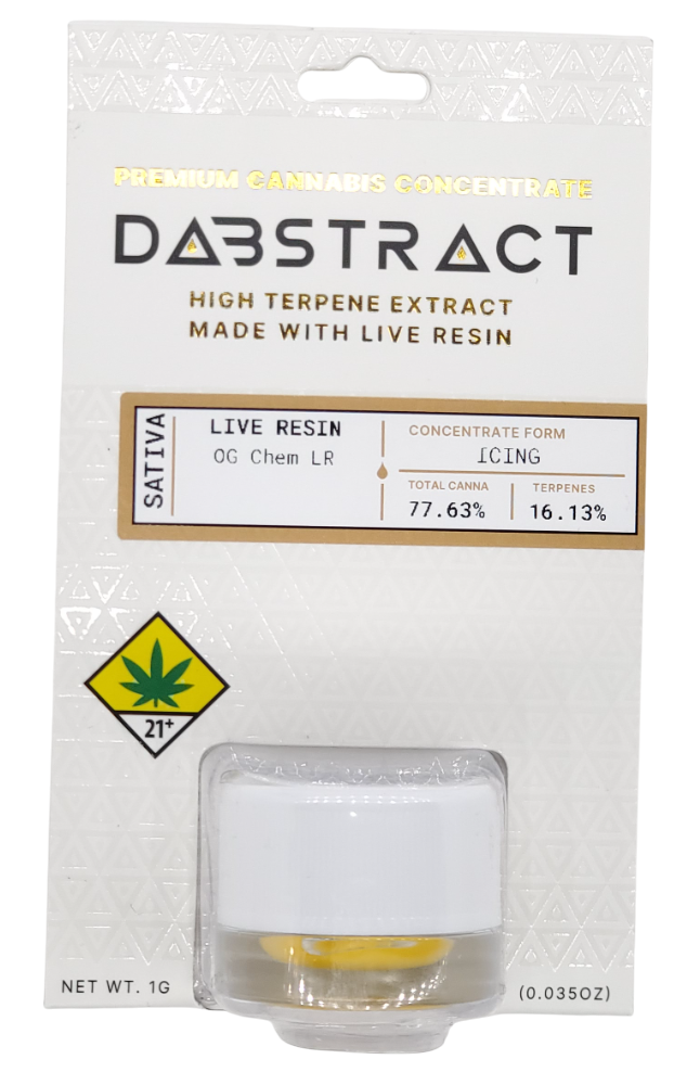 Photograph of product: Dabstract CON OG Chem Cake Icing Hydrocarbon Extract 1g