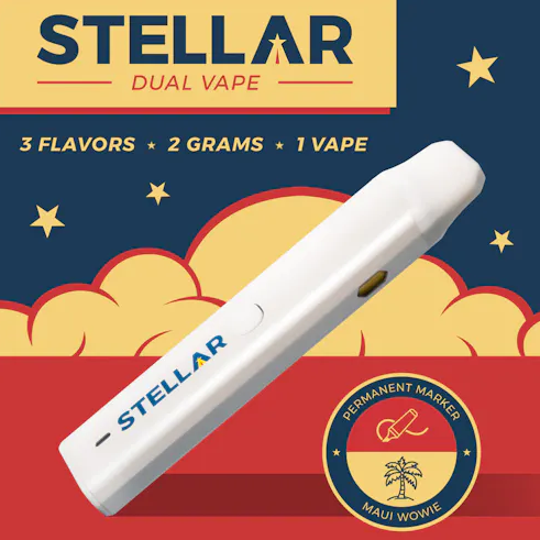 Photograph of product: STELLAR Permanent Marker x Maui Wowie (H) Disposable Dual Vape 2g