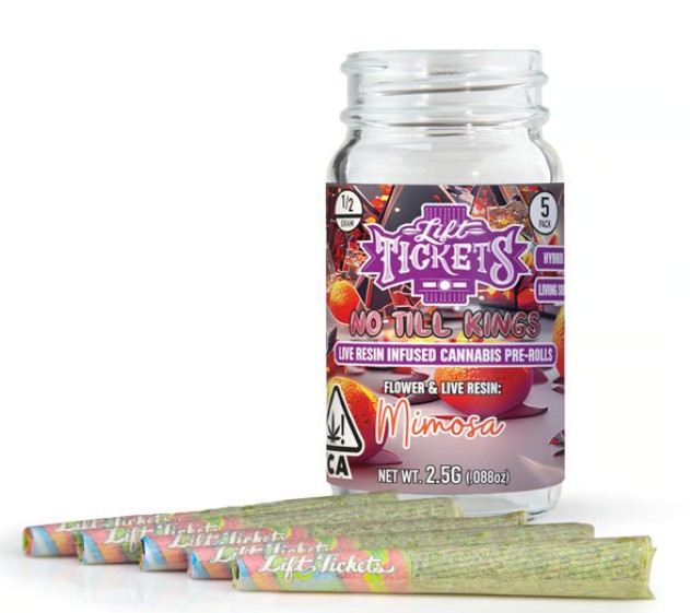 Photograph of product: LIFT TICKETS MIMOSA INFUSED PREROLL 5-PACK HYRBID 2.5G