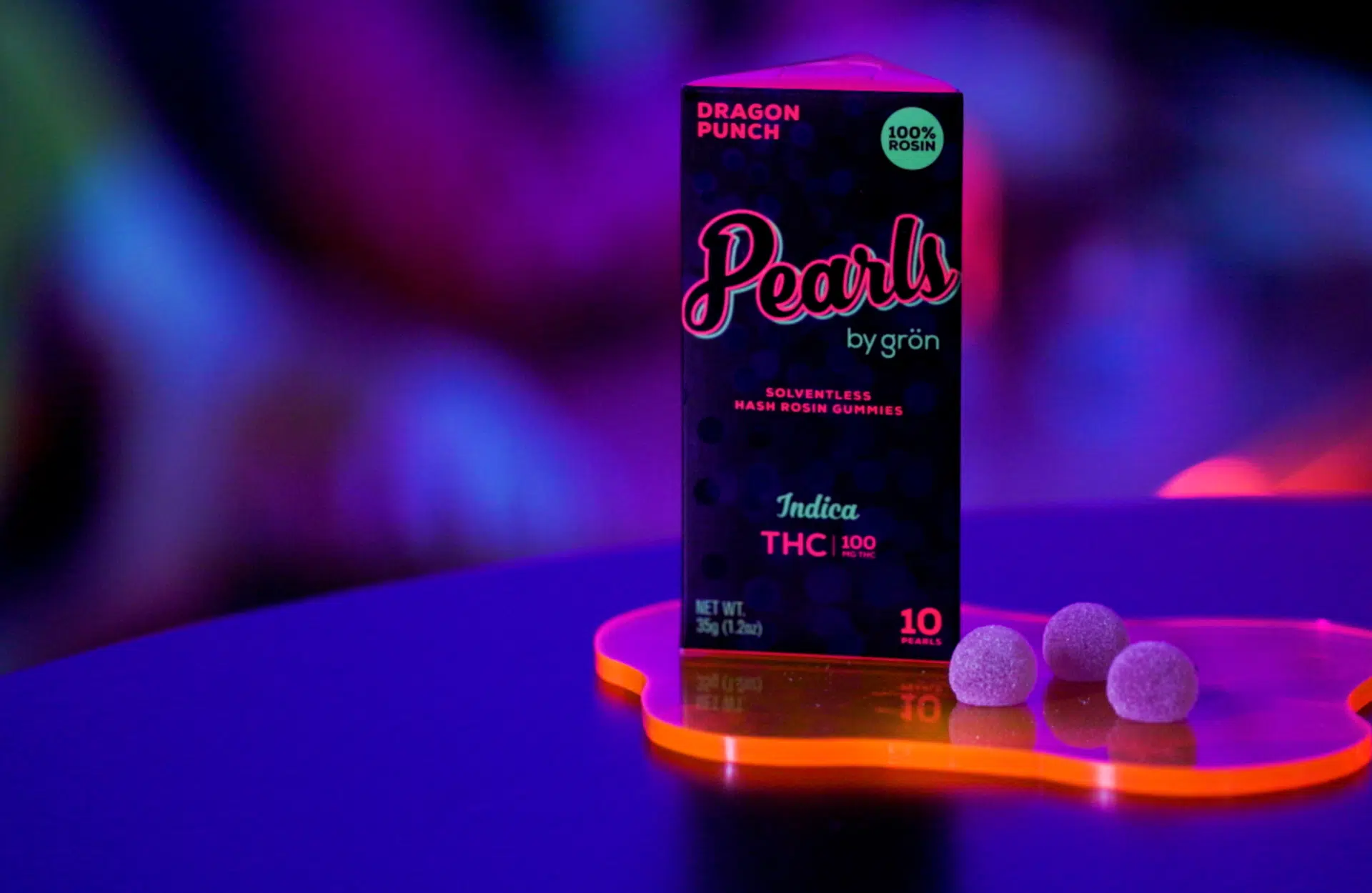 Photograph of product: GRN | ROSIN PEARLS | DRAGON PUNCH | 10PK 100MG