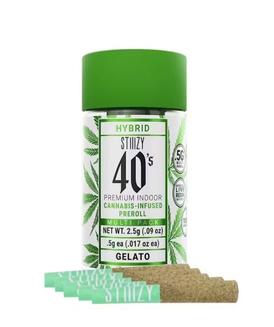 Photograph of product: 2.5G Pre-Rolls Infused 40's Gelato (5PK) - Gelato