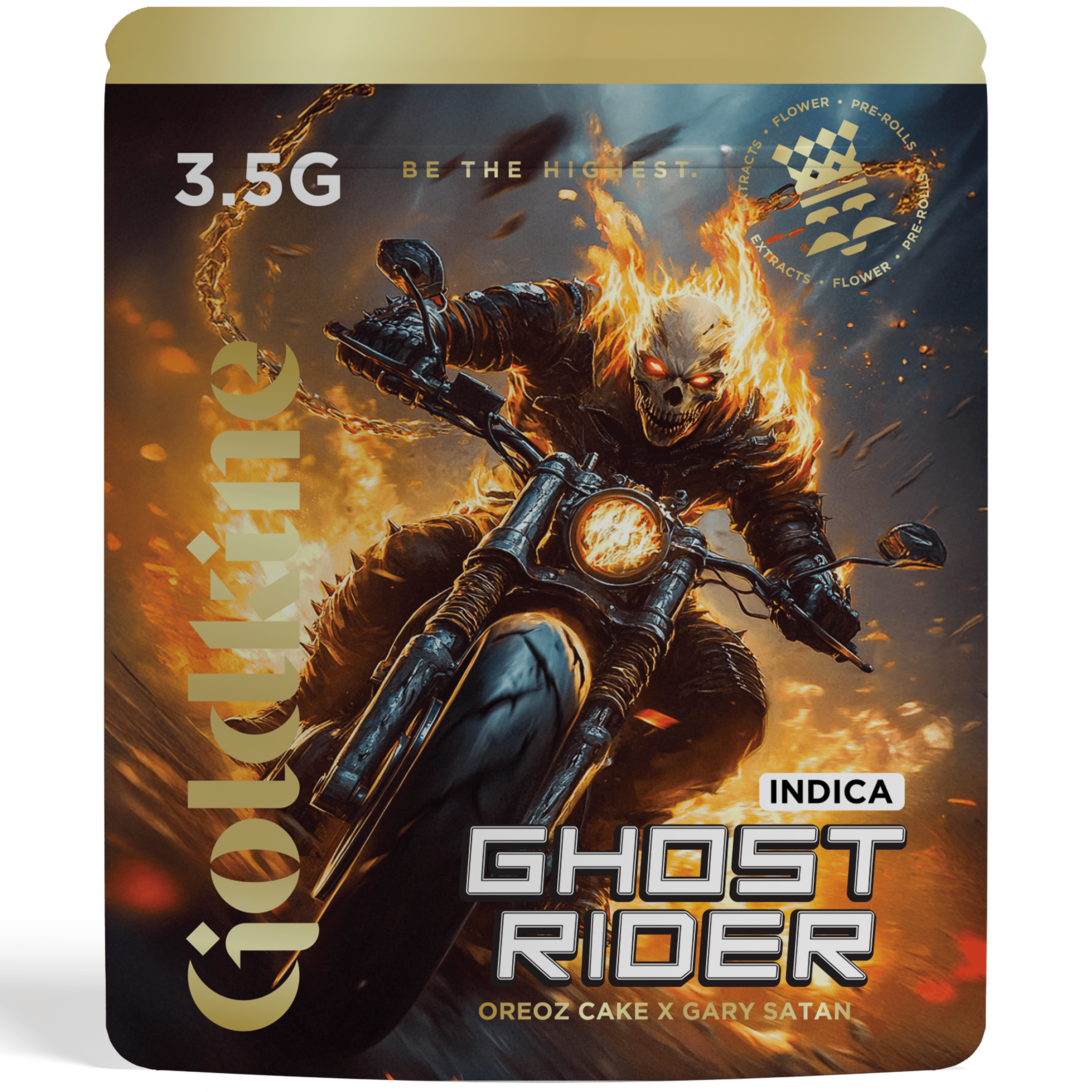 Photograph of product: Prepackaged - Goldkine - Ghost Rider - (Oui'd Hybrid) - 26.13% TH-oui - 3.5g