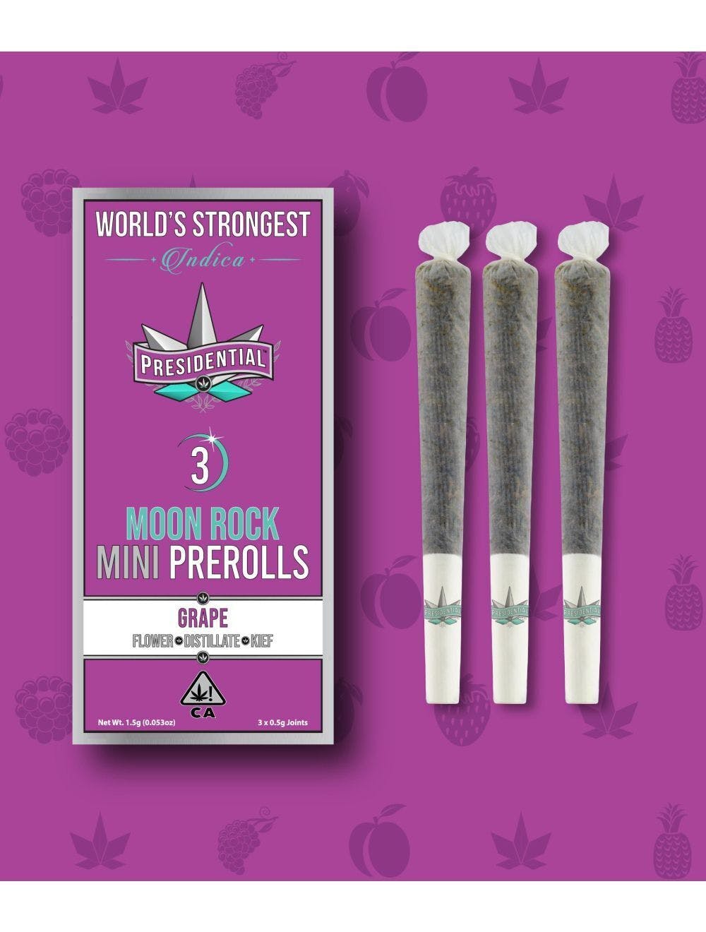 Photograph of product: Moon Rock Mini Prerolls Grape 3pk