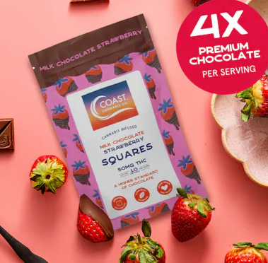Photograph of product: Chocolates - Milk Chocolate Strawberry Squares - 10pk - 50mg