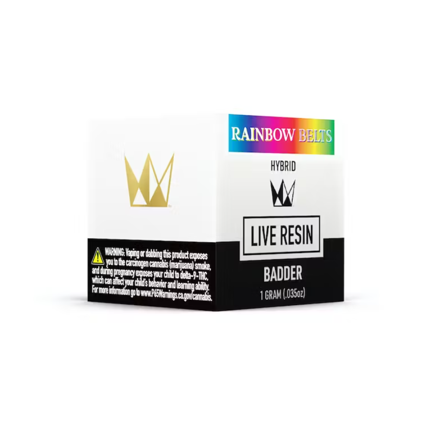 Photograph of product: RAINBOW BELTS LIVE RESIN BADDER 1G - WEST COAST CURE