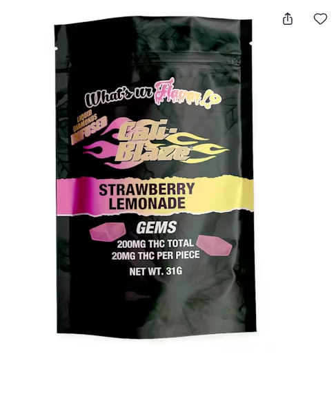 Photograph of product: Cali Blaze Strawberry Lemonade 200mg Gummy