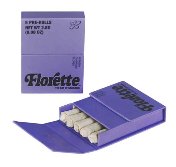 Photograph of product: Florette- 5pk Prerolls .5g- Tahoe OG