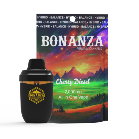 Photograph of product: Bonanza Oui'd Co Cherry Diesel AIO Vape Pen 2000mg