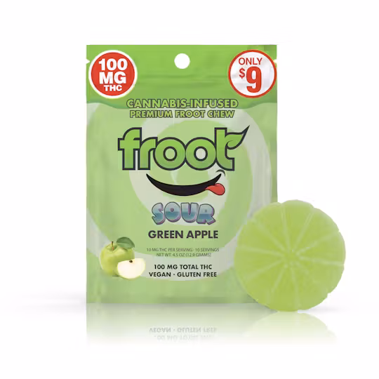 Photograph of product: Sour Green Apple [H] | 100MG Single TH-oui Gummy | Froot