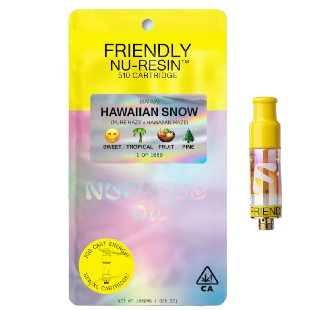 Photograph of product: FRIENDLY - HAWAIIAN SNOW NUCLEUS CURED RESIN 510 CART 1000MG