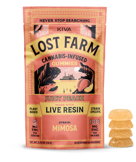 Photograph of product: Lost Farm Juicy Peach Live Resin Gummies 200mg Rec