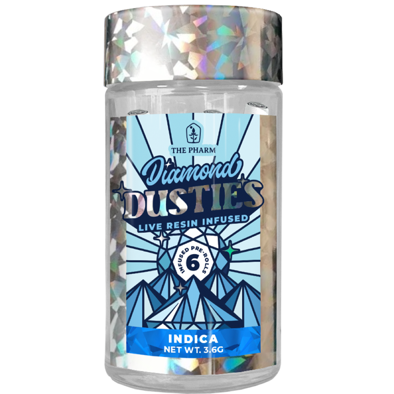 Photograph of product: Dusties - Diamond Infused Prerolls 6pk - Sapphire (I) (3.6g)