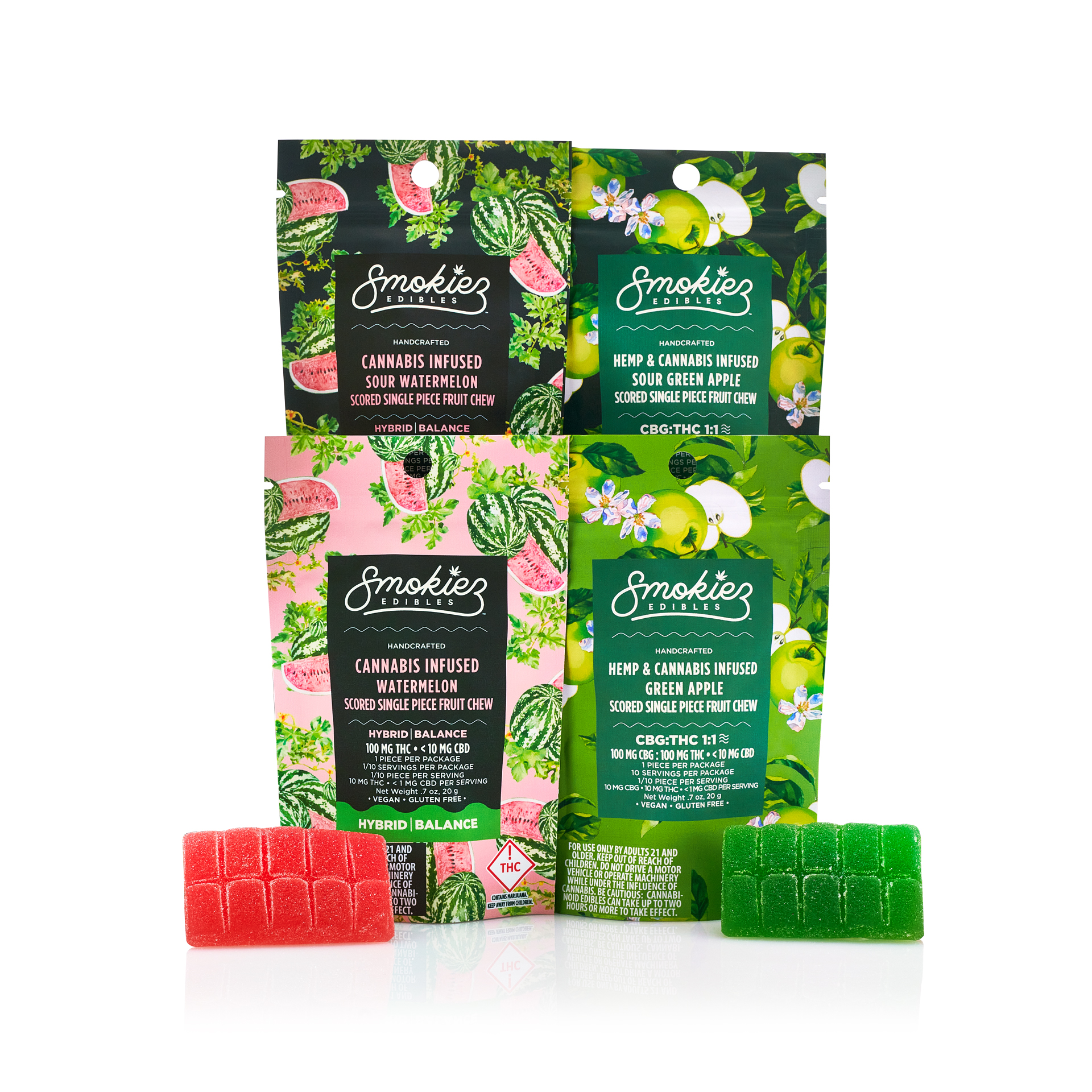 Photograph of product: Smokiez | 100mg Scored Single Piece | Sour Watermelon