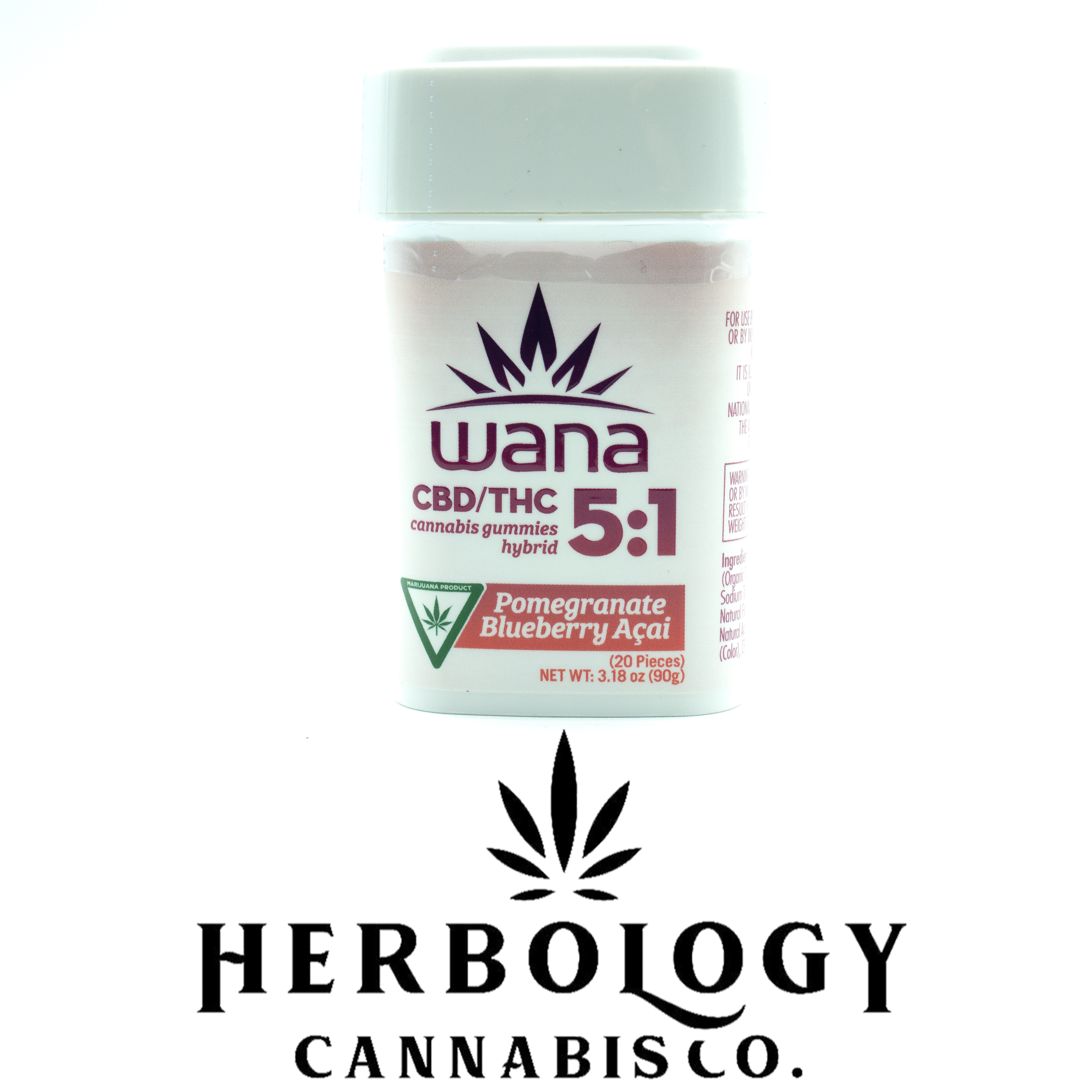 Photograph of product: Wana | Gummy | Pomegranate Blueberry Acai | 200mg 5:1 CBD/THC