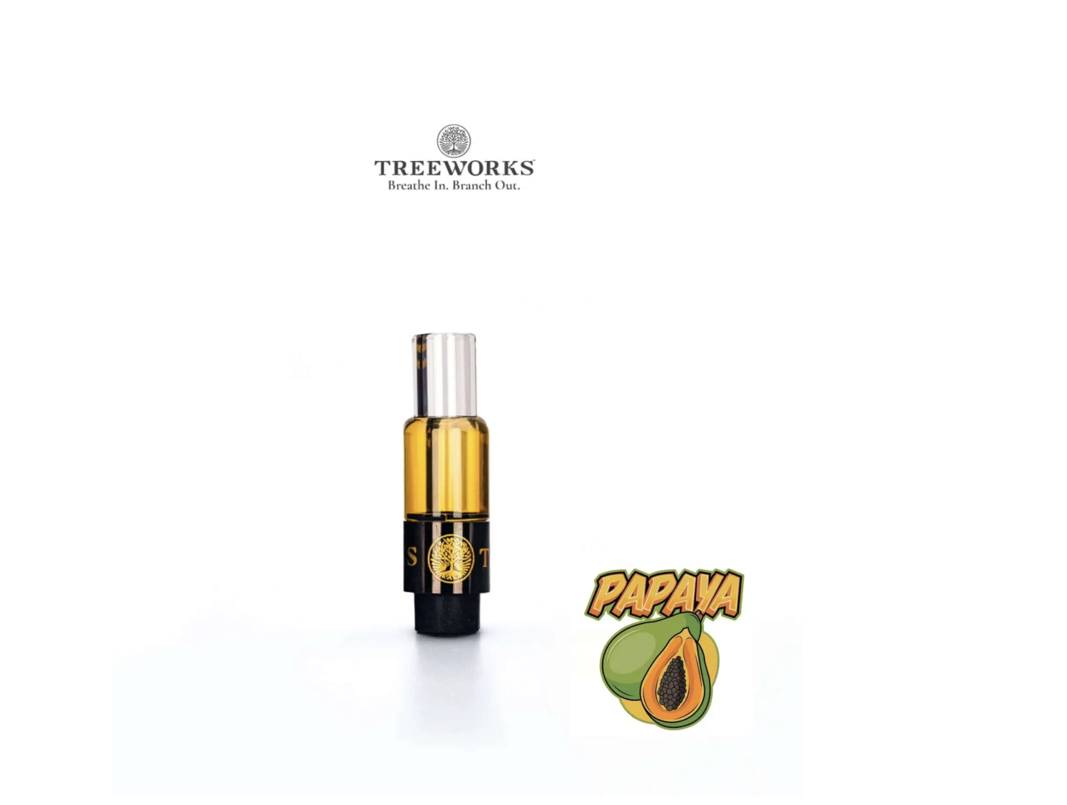 Photograph of Product: Treeworks Papaya .5g Live Rosin Cartridge