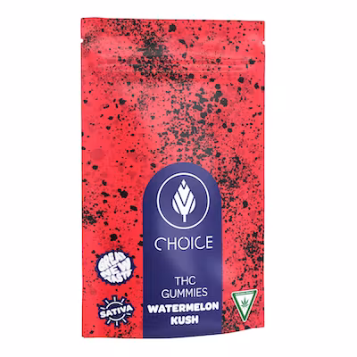 Photograph of product: Choice Chews - Gummies - 200mg - Watermelon Kush - Oui'd