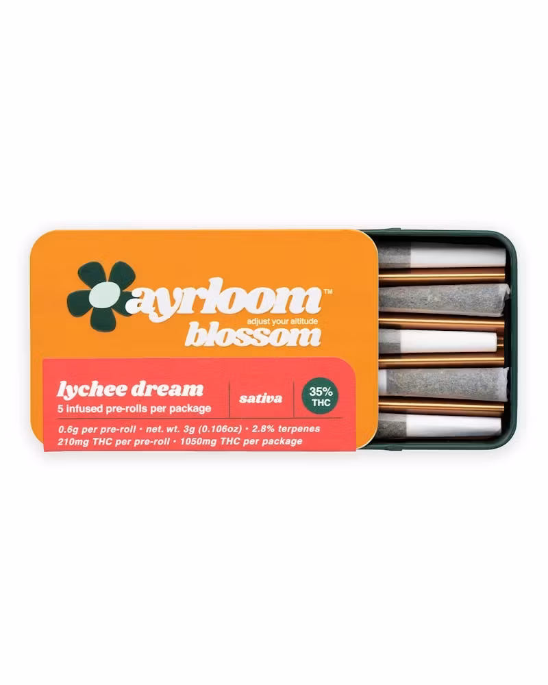 Photograph of product: Ayrloom - Lychee Dream Infused Preroll 5pk