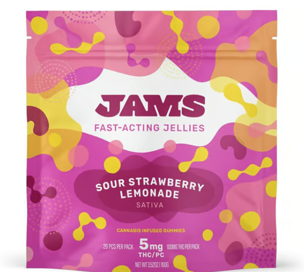 Photograph of product: Jams Jellies - Gummies - Fast Acting Strawberry Lemonade (20ct) 100mg