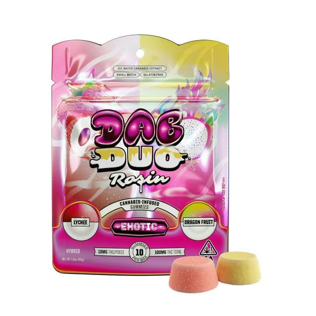 Photograph of product: Lychee + Dragon Fruit Dab Duos Rosin Gummies - 100mg - 