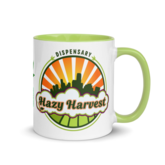 Photograph of product: Hazy Harvest Logo - White Ceramic Mug with Color Inside - 11oz Assorted Colors