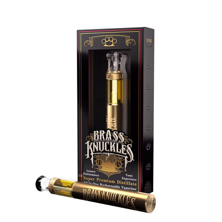 Photograph of product: Brass Knuckles Super Premium Distillate Rechargeable Vape (All-In-One) - East Coast Sour Diesel