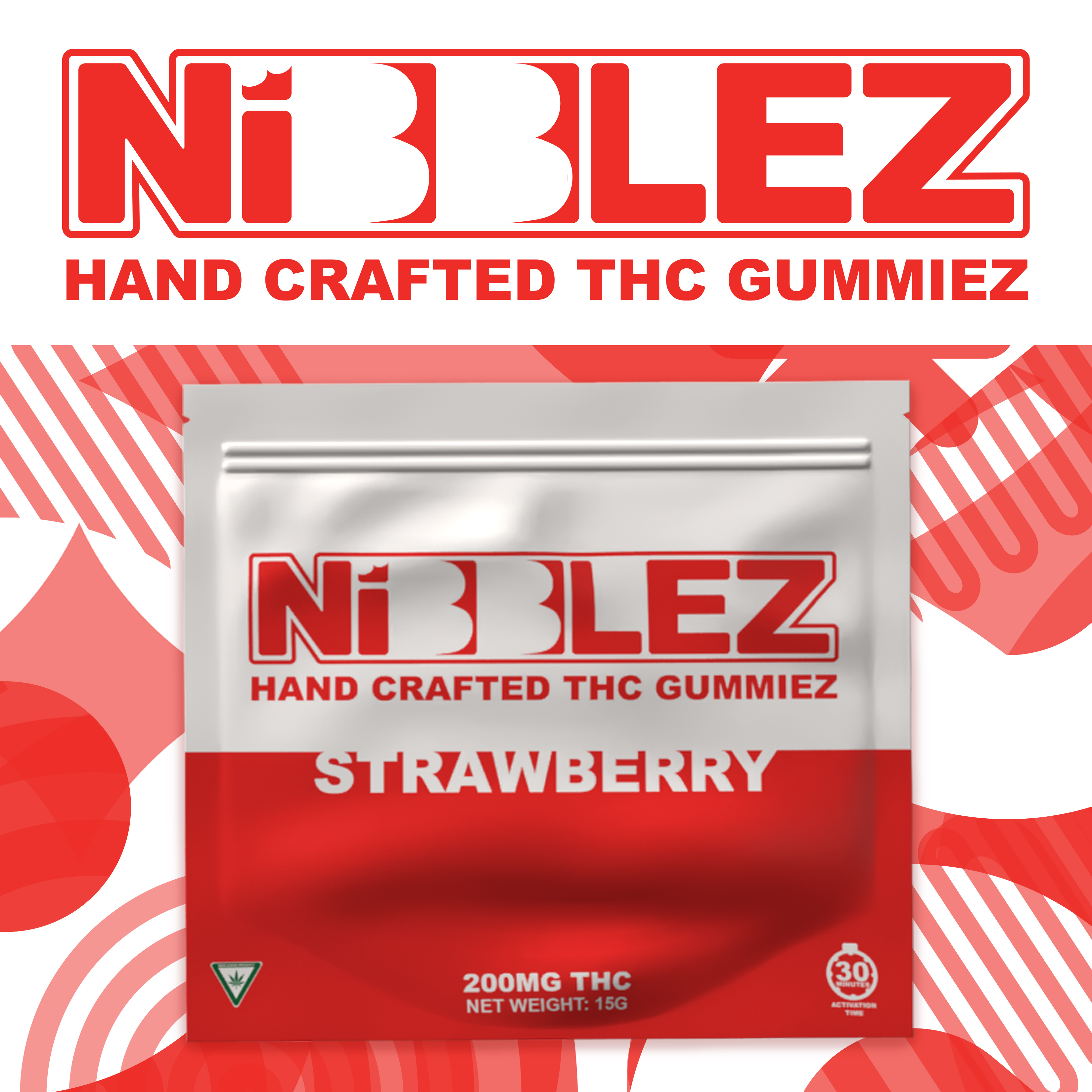 Photograph of product: Nibblez | Gummy | Strawberry | 200mg