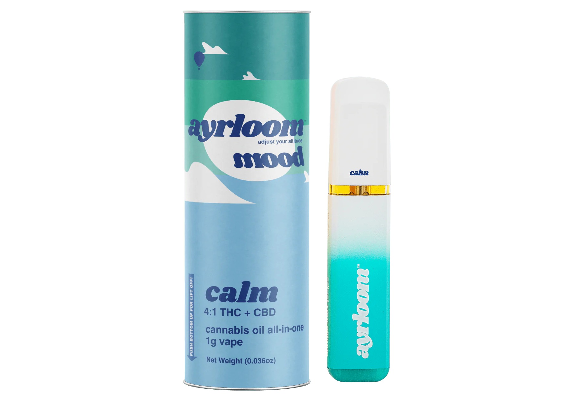 Photograph of product: Ayrloom Mood | Calm | 4:1 TH-oui / CBD Disposable | 1g