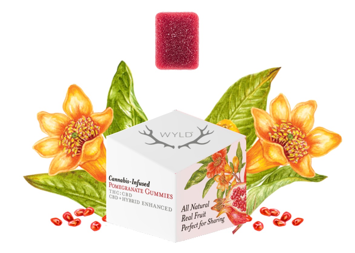 Photograph of product: 200mg | Pomegranate 1:1 TH-oui:CBD | Gummies